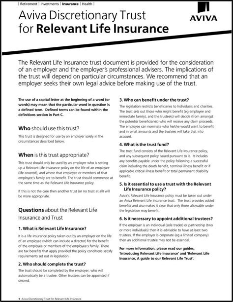 lv discretionary trust form|Lv life insurance trust.